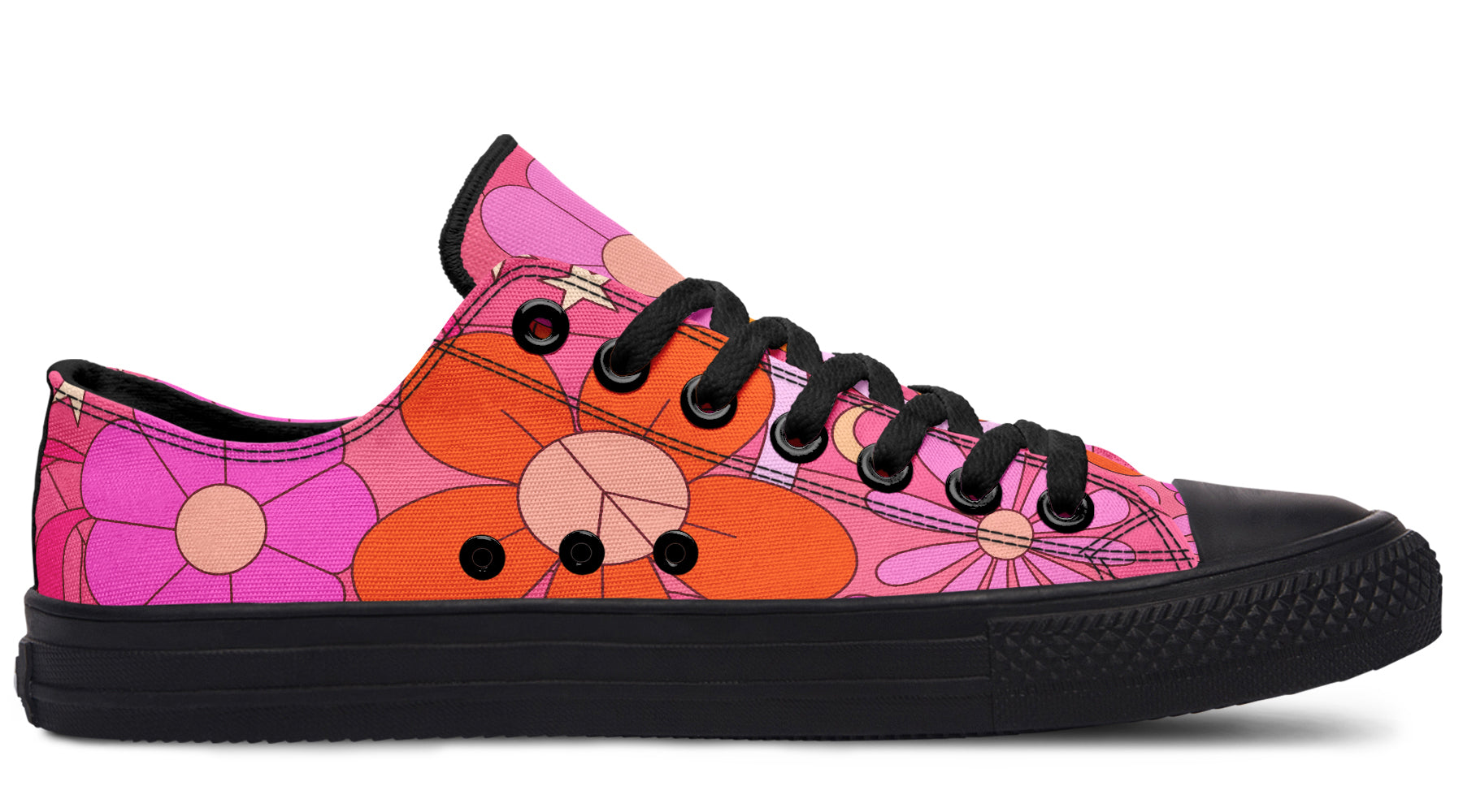 Molly's Mismatched Retro Daisies Low Tops (Wide)