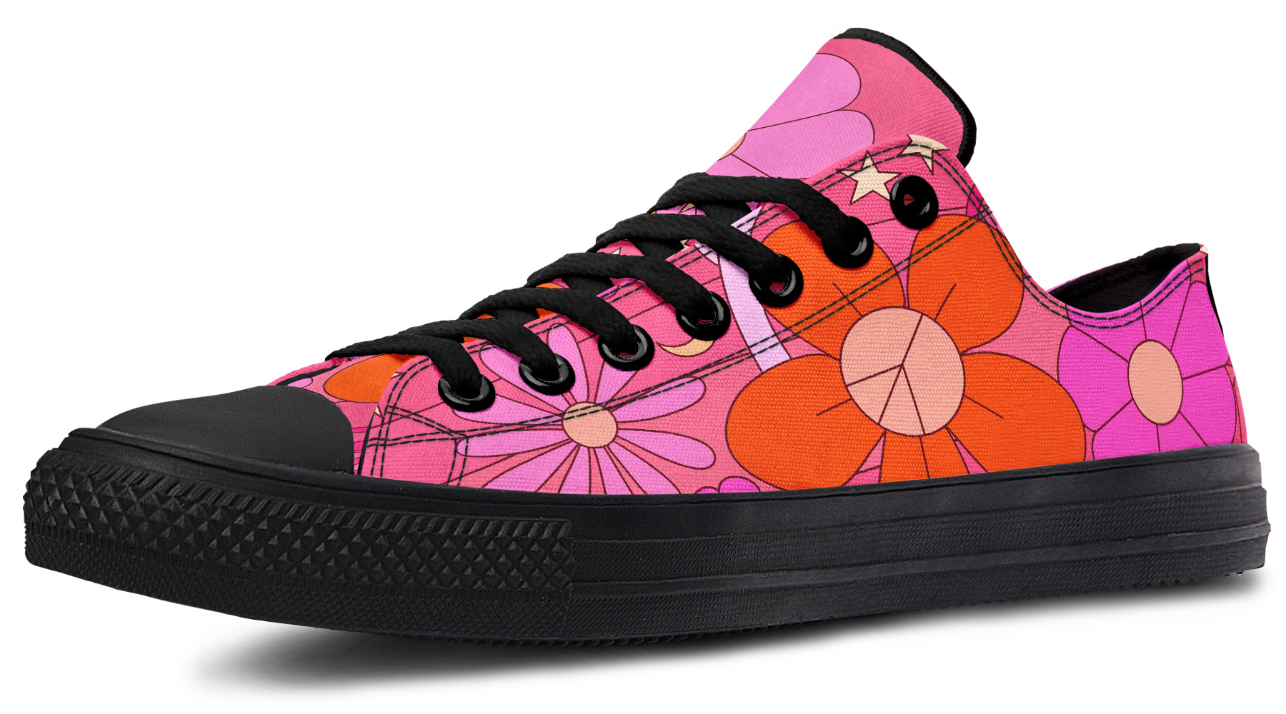 Molly's Mismatched Retro Daisies Low Tops - Offbeat Sweetie