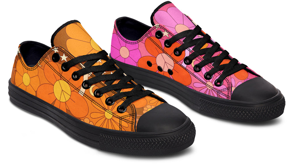 Molly's Mismatched Retro Daisies Low Tops - Offbeat Sweetie