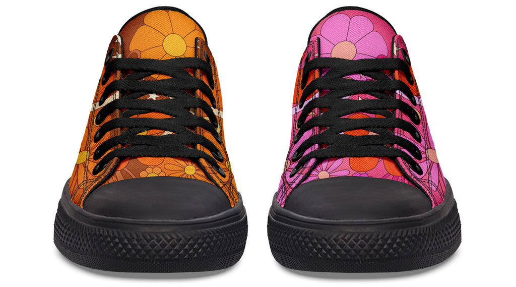 Molly's Mismatched Retro Daisies Low Tops - Offbeat Sweetie