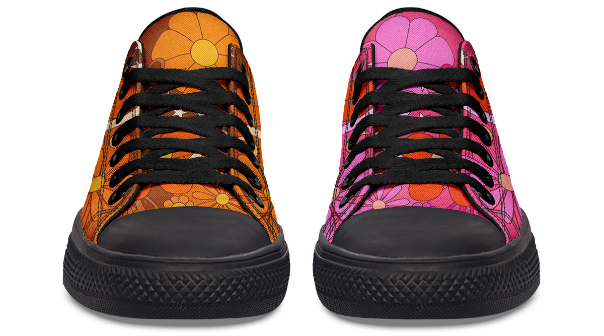 Molly's Mismatched Retro Daisies Low Tops - Offbeat Sweetie