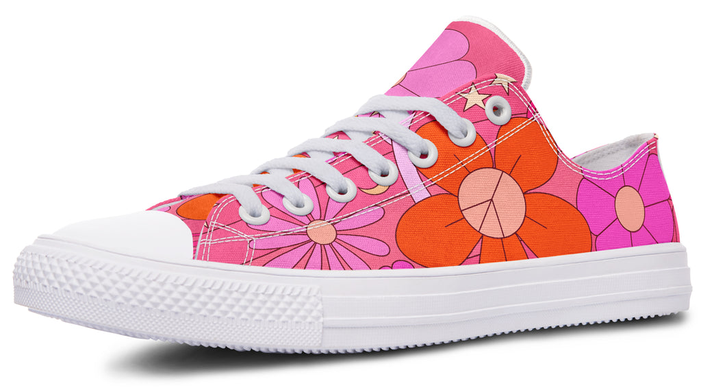 Molly's Mismatched Retro Daisies Low Tops - Offbeat Sweetie