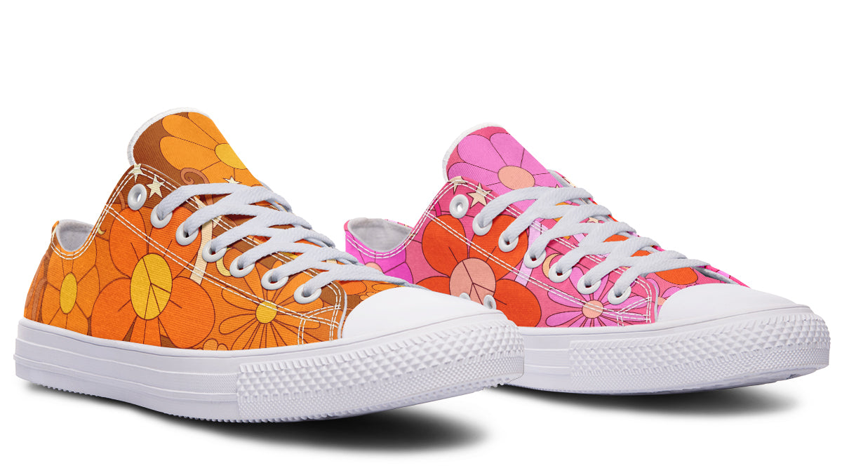 Molly's Mismatched Retro Daisies Low Tops - Offbeat Sweetie