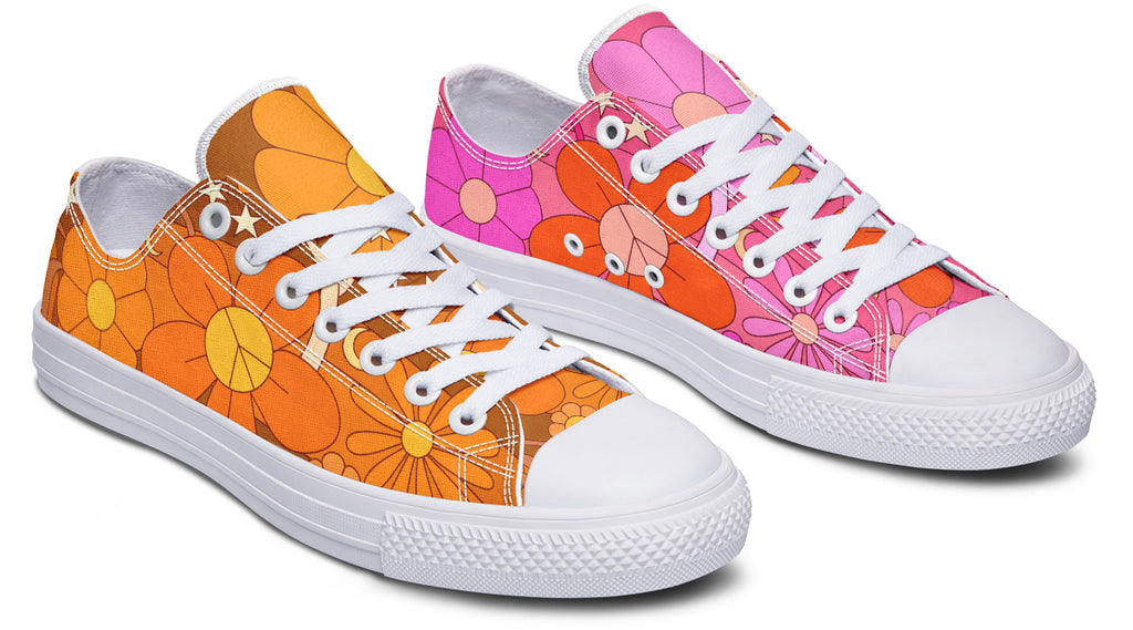 Molly's Mismatched Retro Daisies Low Tops - Offbeat Sweetie