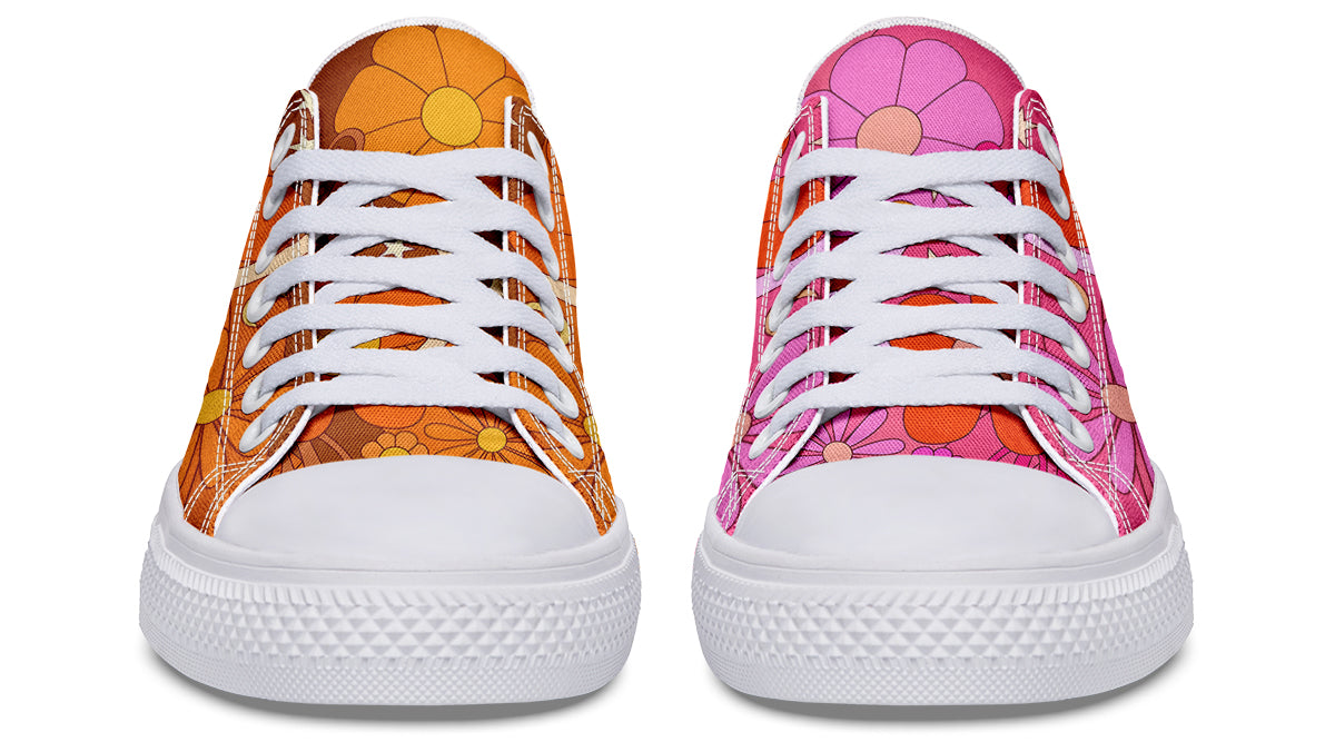 Molly's Mismatched Retro Daisies Low Tops - Offbeat Sweetie