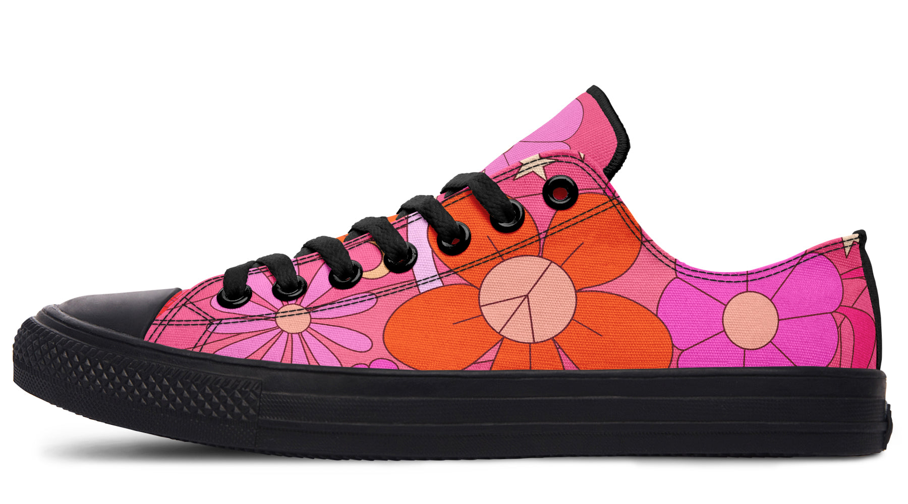 Molly's Mismatched Retro Daisies Low Tops - Offbeat Sweetie