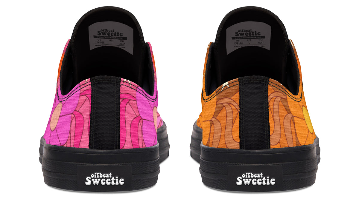 Molly's Mismatched Retro Daisies Low Tops - Offbeat Sweetie