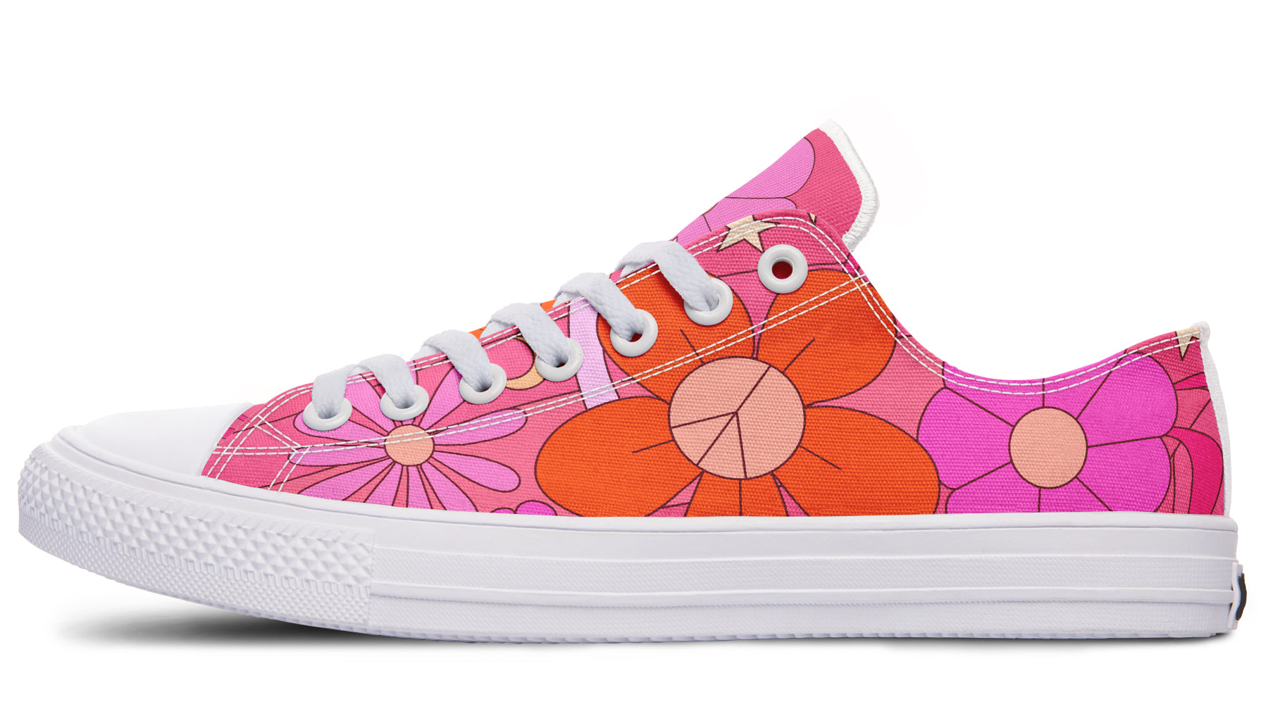 Molly's Mismatched Retro Daisies Low Tops - Offbeat Sweetie