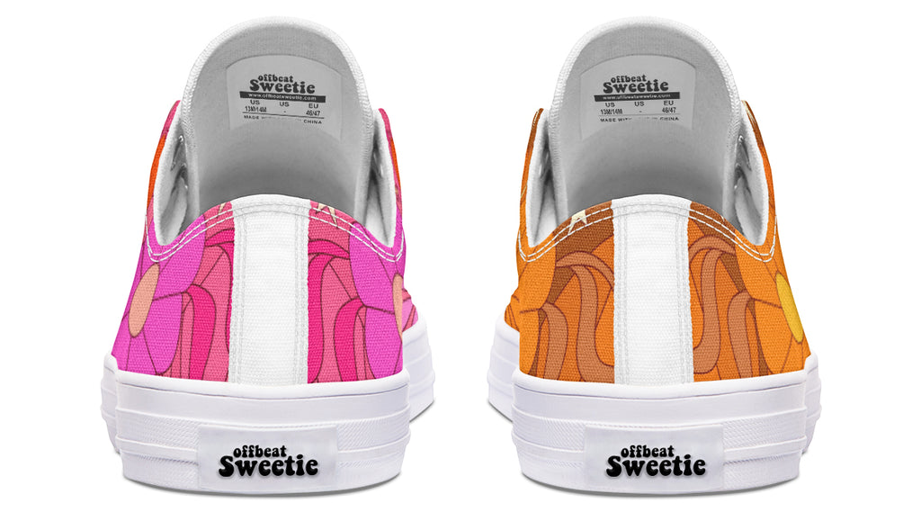 Molly's Mismatched Retro Daisies Low Tops - Offbeat Sweetie