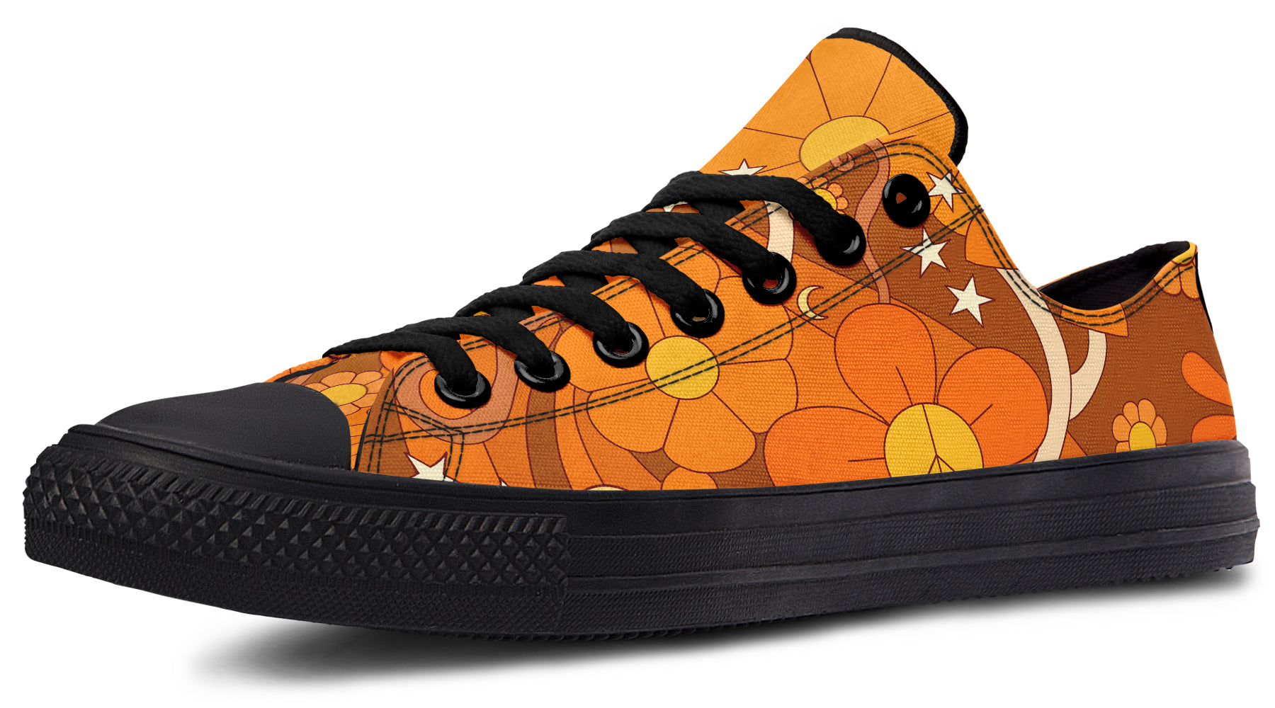 Molly's Orange Retro Daisies Low Tops (Wide)