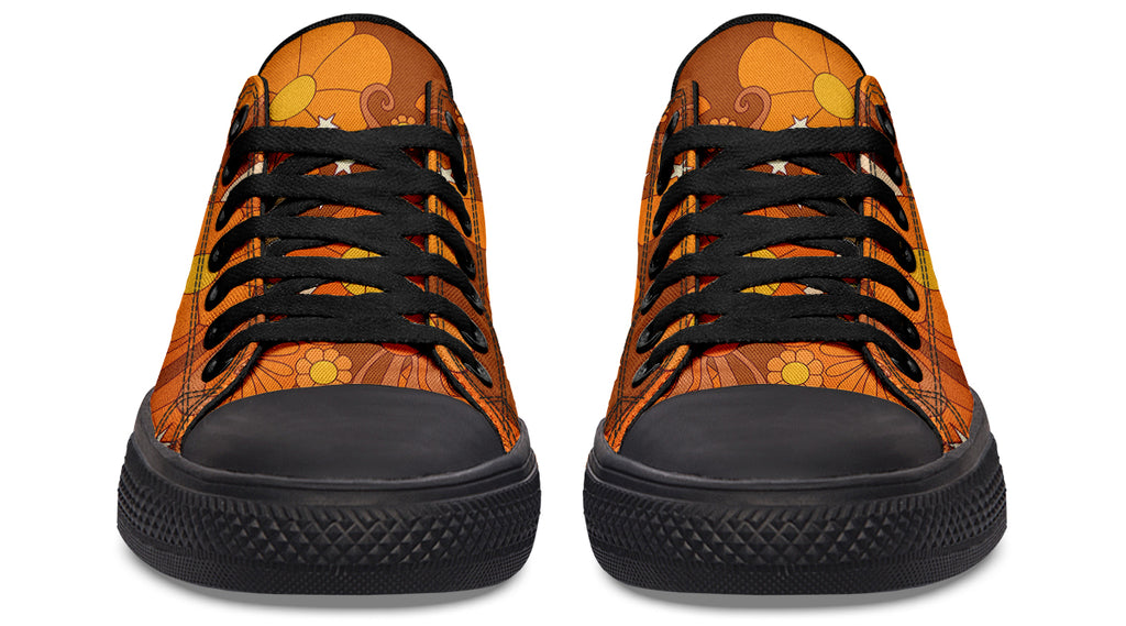 Molly's Orange Retro Daisies Low Tops (Wide)