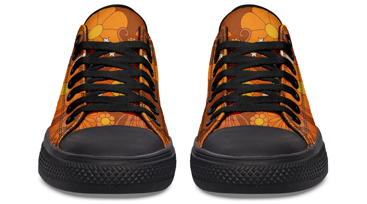 Molly's Orange Retro Daisies Low Tops (Wide)