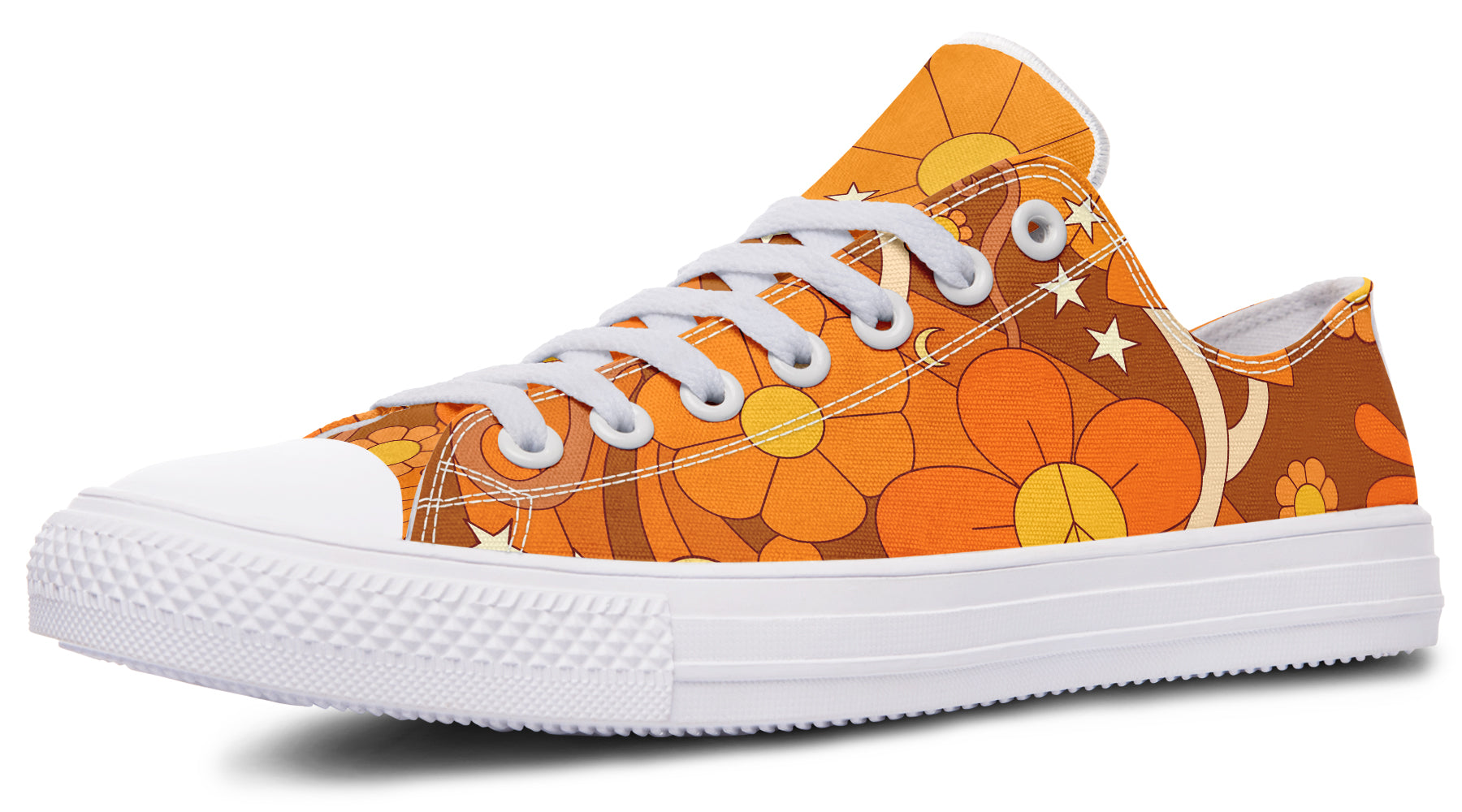 Molly's Orange Retro Daisies Low Tops (Wide)