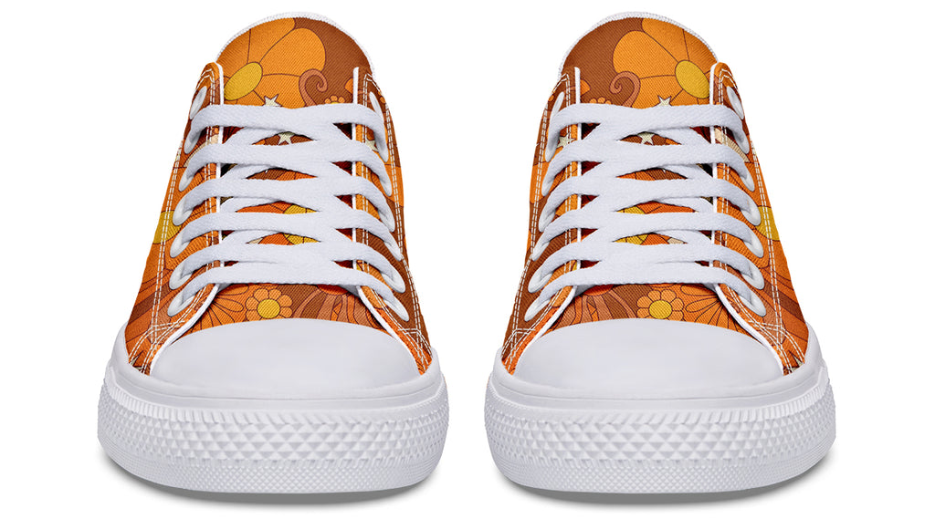 Molly's Orange Retro Daisies Low Tops (Wide)