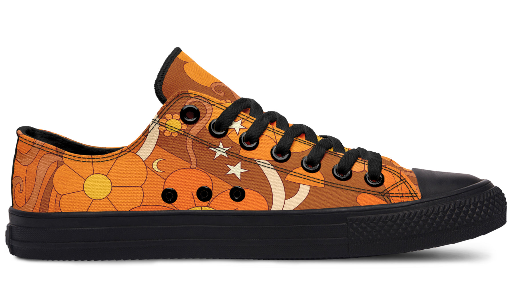 Molly's Orange Retro Daisies Low Tops (Wide)