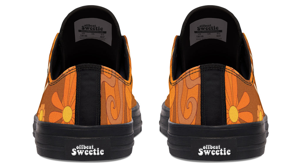 Molly's Orange Retro Daisies Low Tops (Wide)