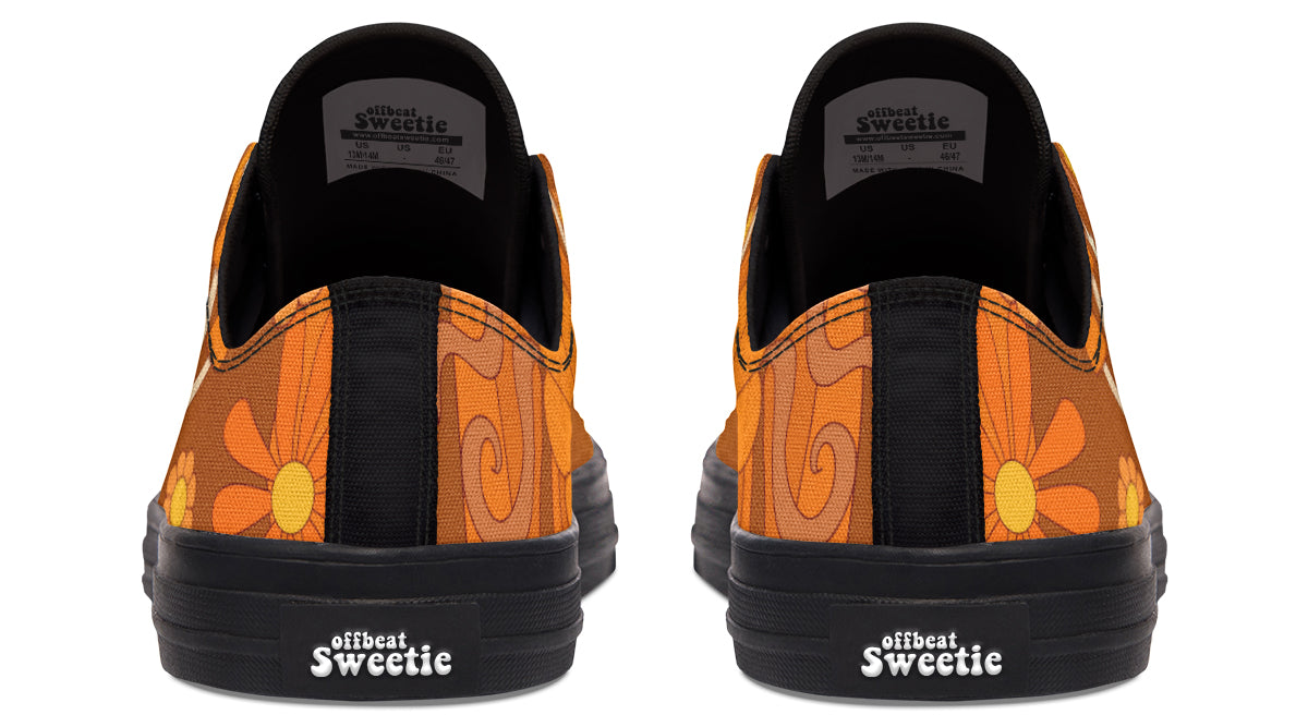 Molly's Orange Retro Daisies Low Tops (Wide)