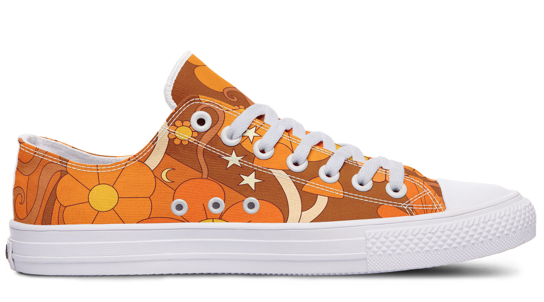 Molly's Orange Retro Daisies Low Tops (Wide)