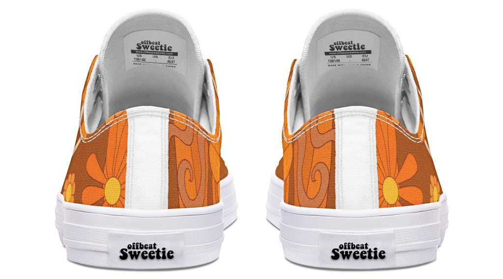 Molly's Orange Retro Daisies Low Tops (Wide)