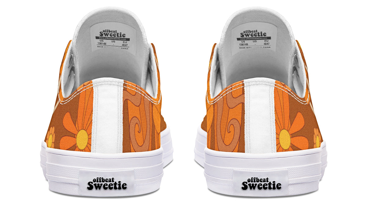 Molly's Orange Retro Daisies Low Tops (Wide)