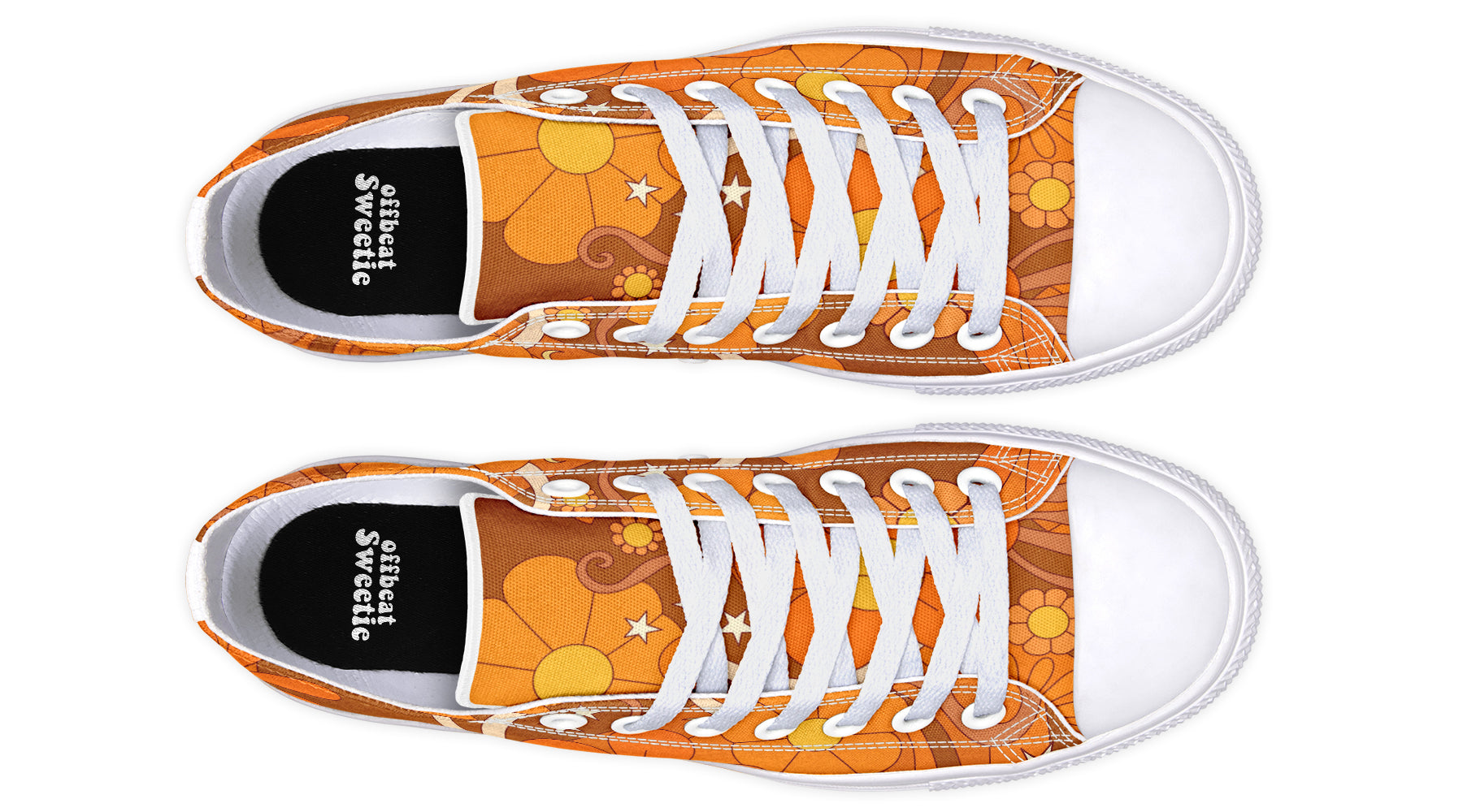Molly's Orange Retro Daisies Low Tops (Wide)