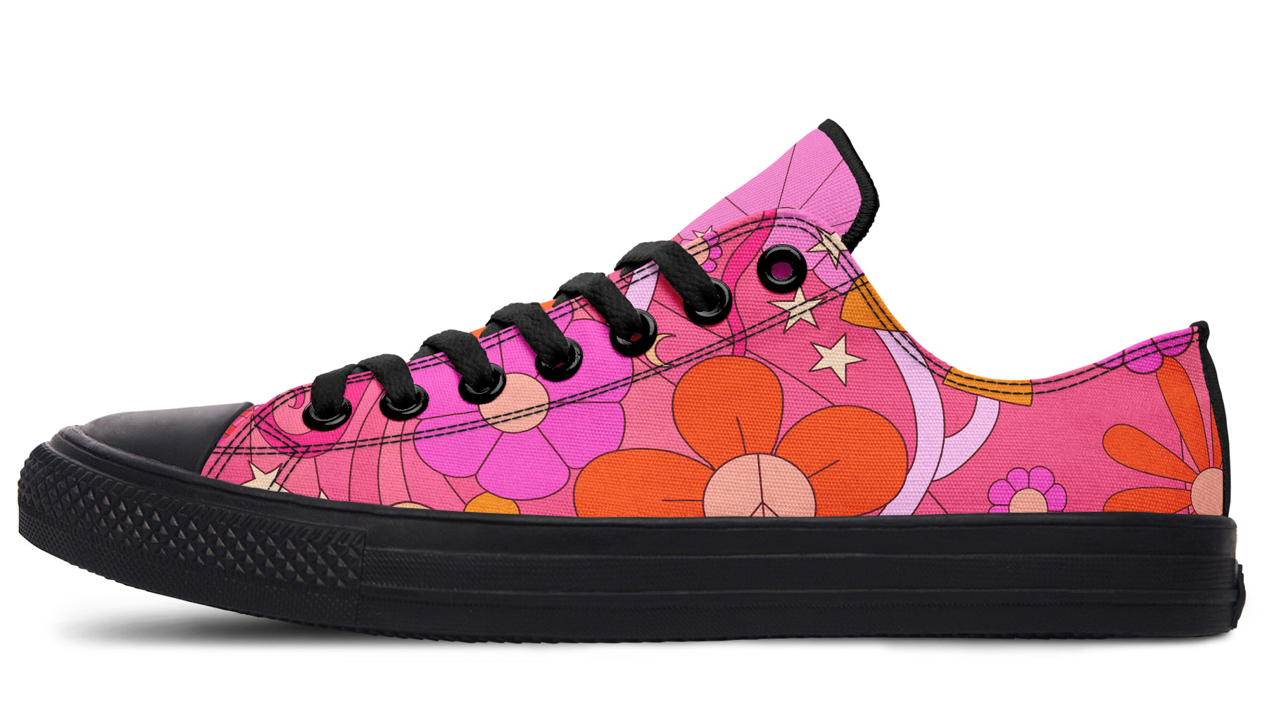 Molly's Pink Retro Daisies Low Tops (Wide)