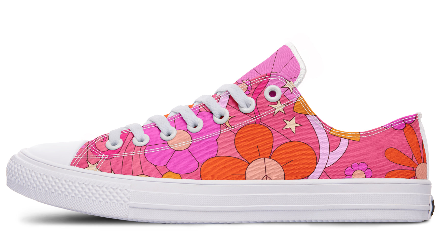 Molly's Pink Retro Daisies Low Tops (Wide)