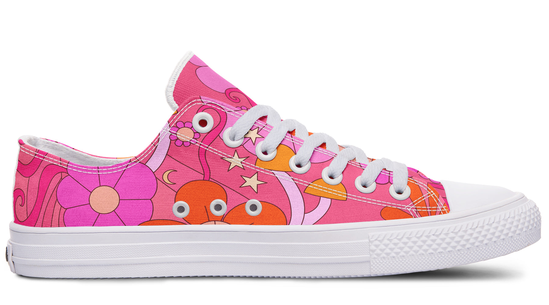 Molly's Pink Retro Daisies Low Tops (Wide)