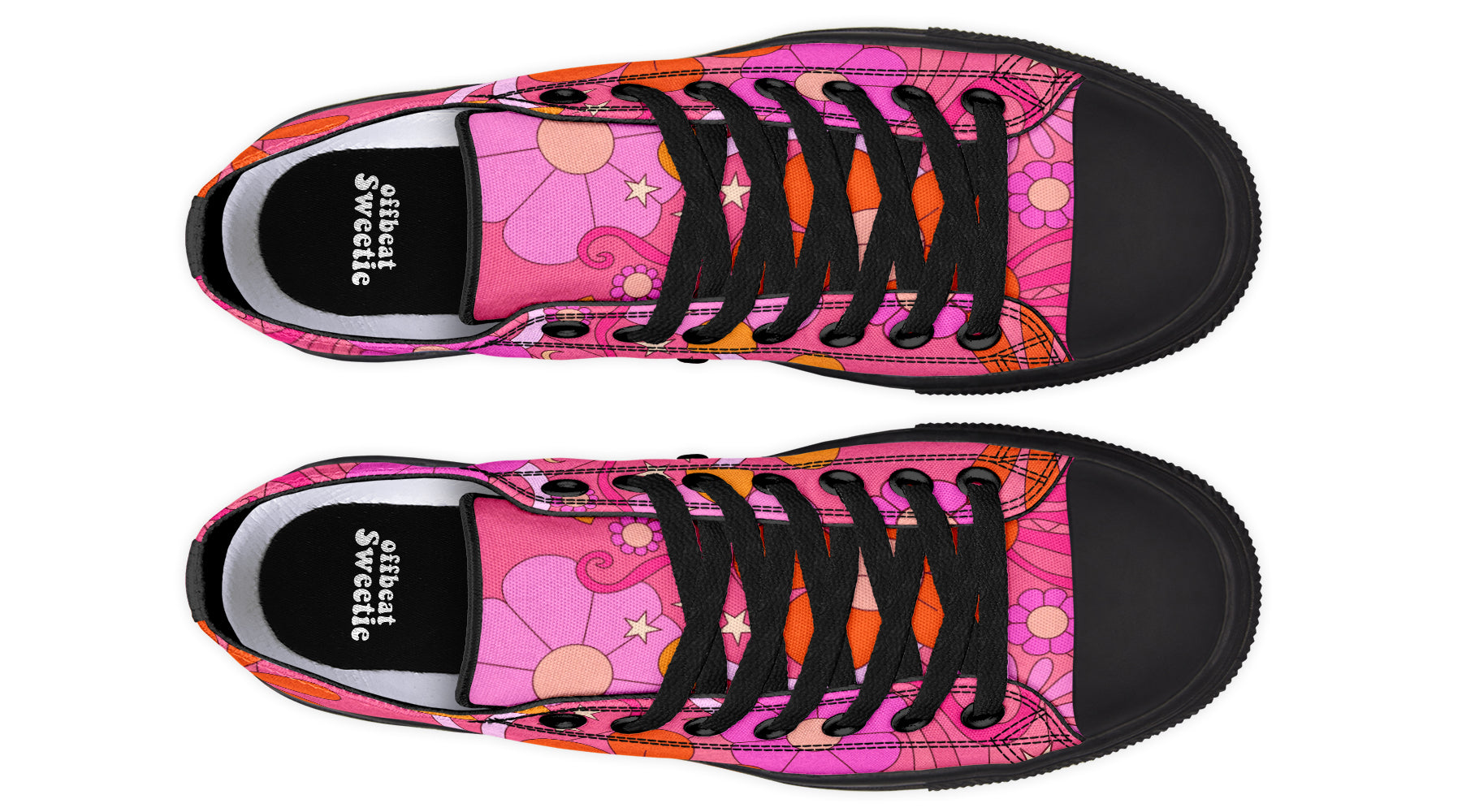 Molly's Pink Retro Daisies Low Tops (Wide)