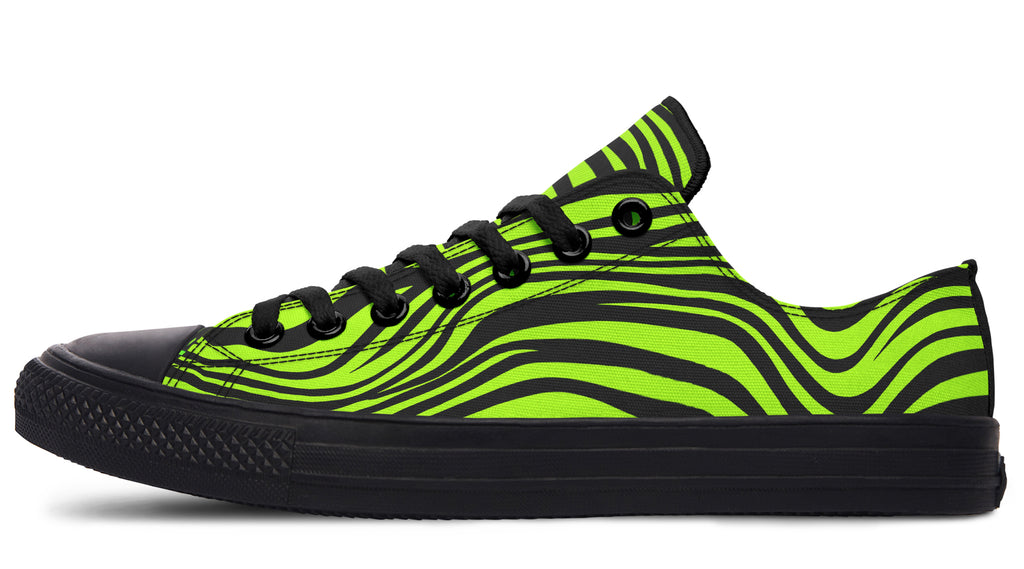 Neon Leopard x Neon Zebra Green Mismatch Low Tops (Wide)