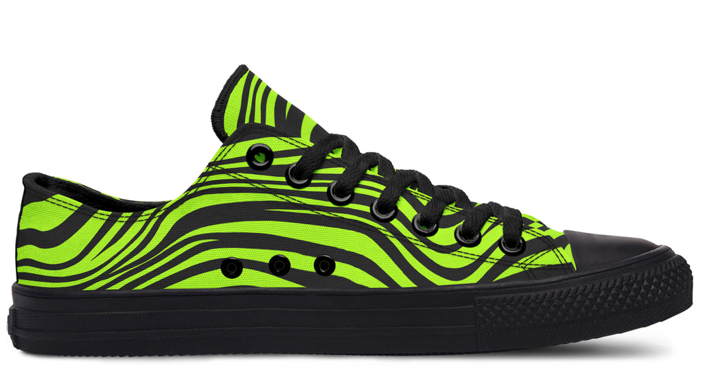 Neon Leopard x Neon Zebra Green Mismatch Low Tops (Wide)