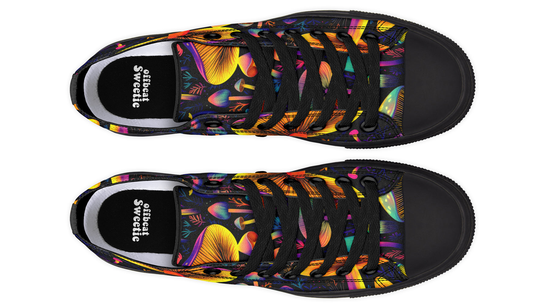 Neon Mushrooms Low Tops - Offbeat Sweetie