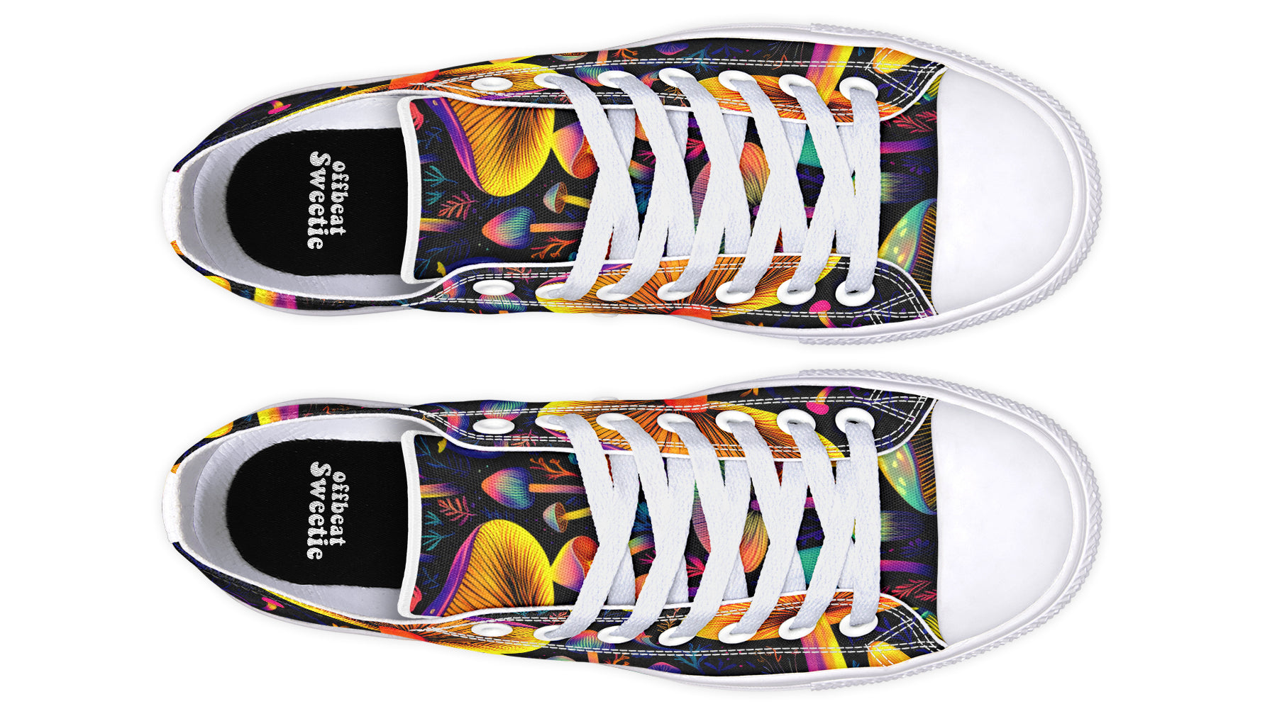 Neon Mushrooms Low Tops - Offbeat Sweetie