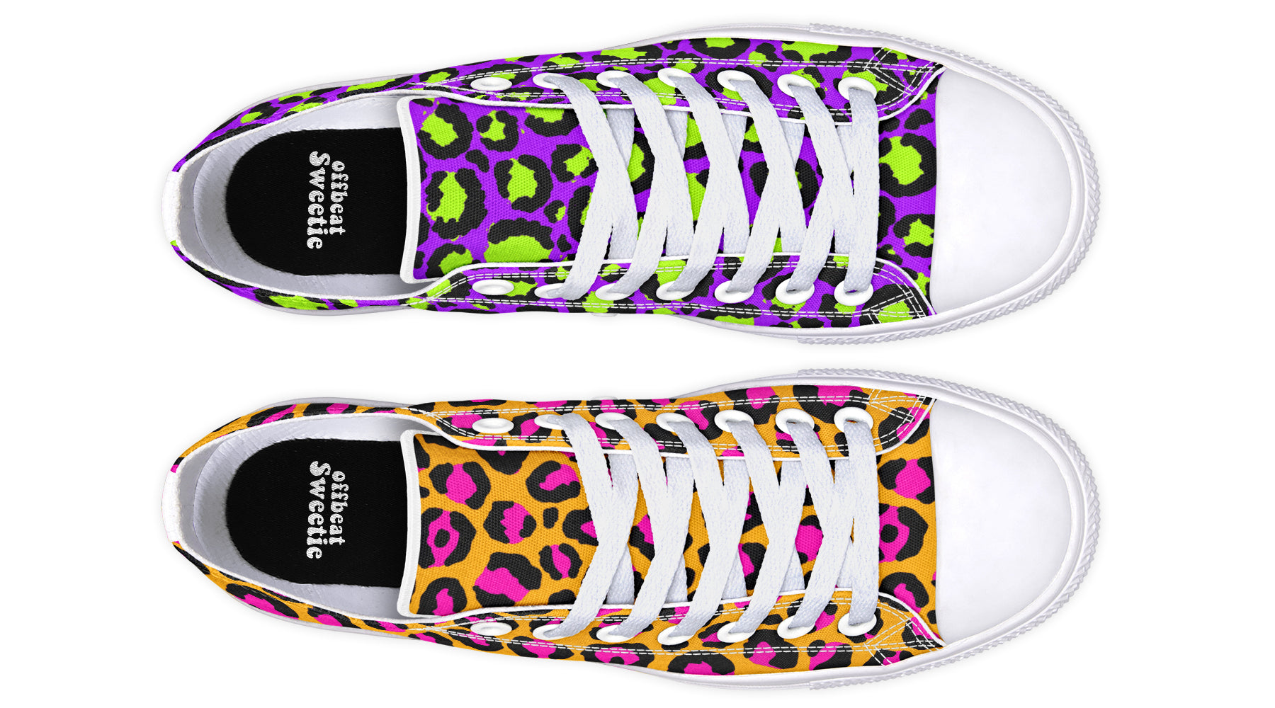 Neon Safari x Zombie Leopard Mismatch Low Tops