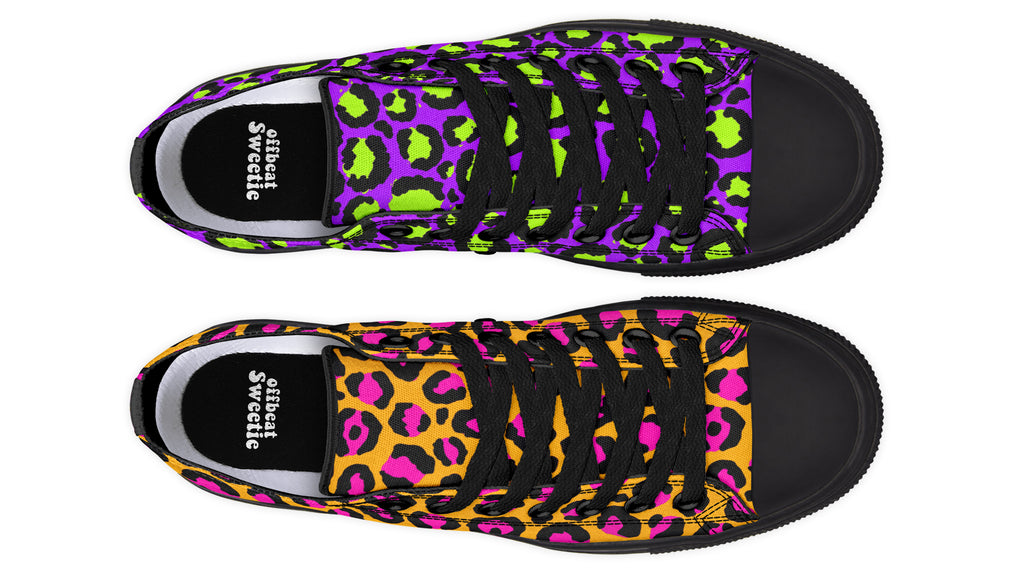 Neon Safari x Zombie Leopard Mismatch Low Tops (Wide)