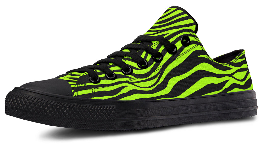 Neon Zebra Green Low Tops (Wide)