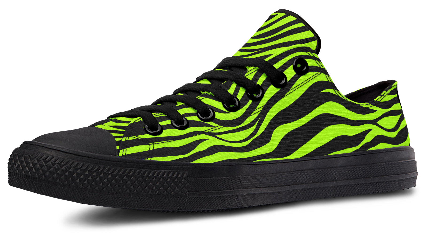 Neon Zebra Green Low Tops (Wide)