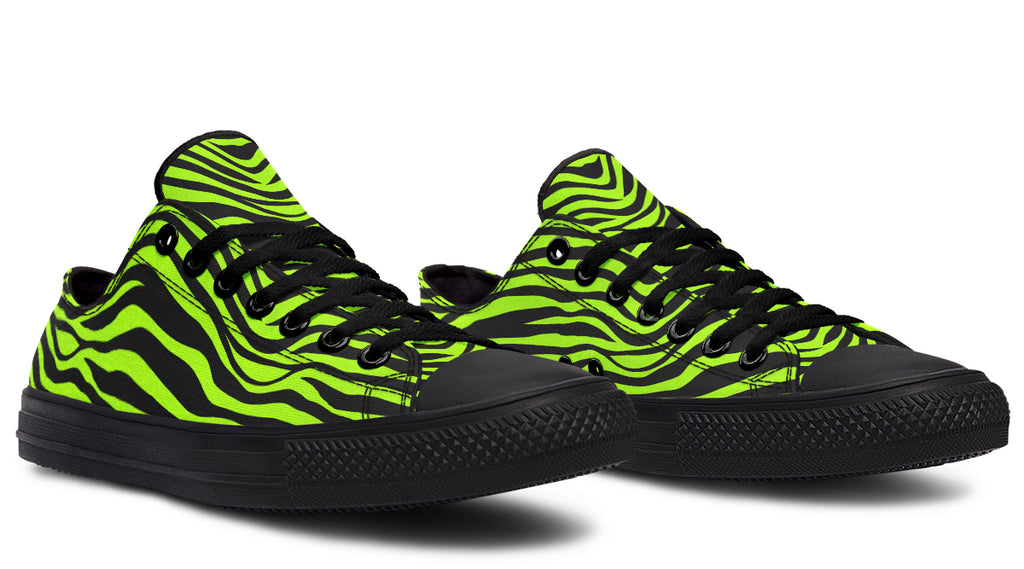 Neon Zebra Green Low Tops (Wide)