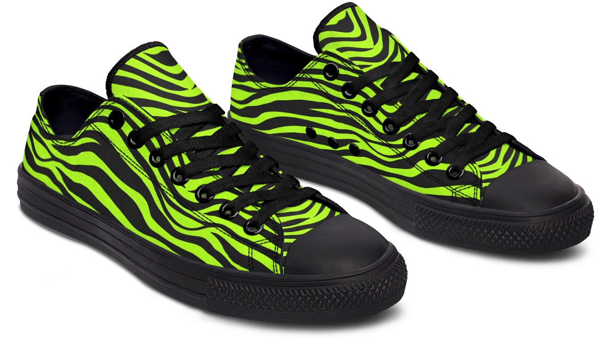 Neon Zebra Green Low Tops (Wide)