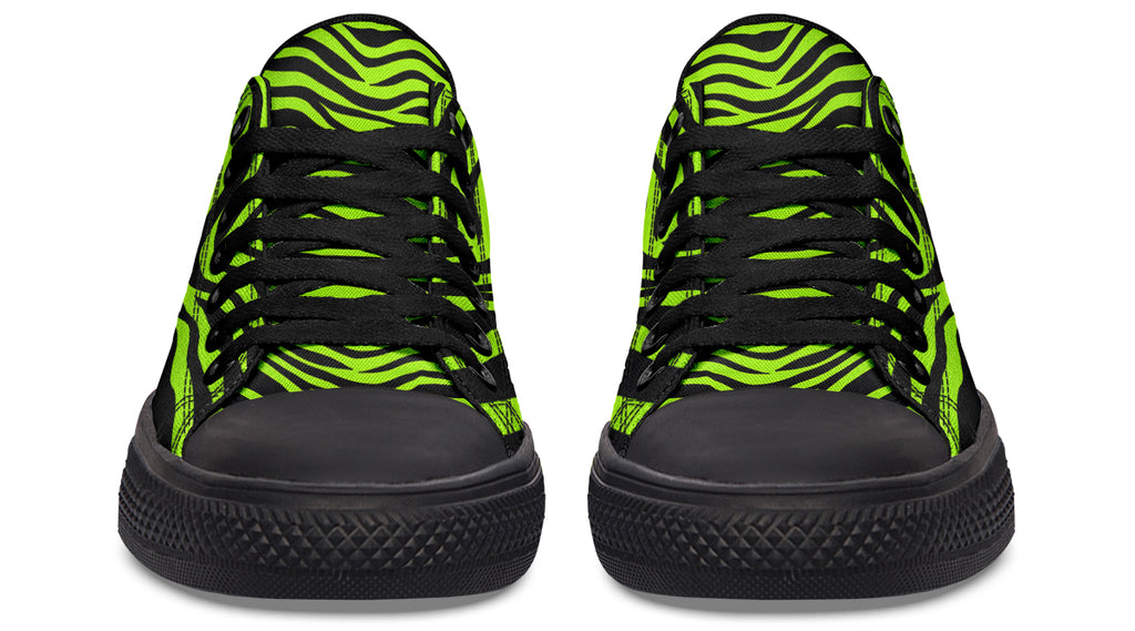 Neon Zebra Green Low Tops (Wide)