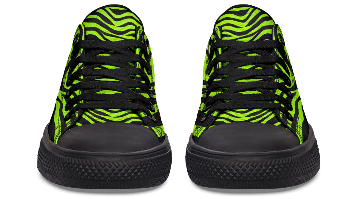 Neon Zebra Green Low Tops (Wide)