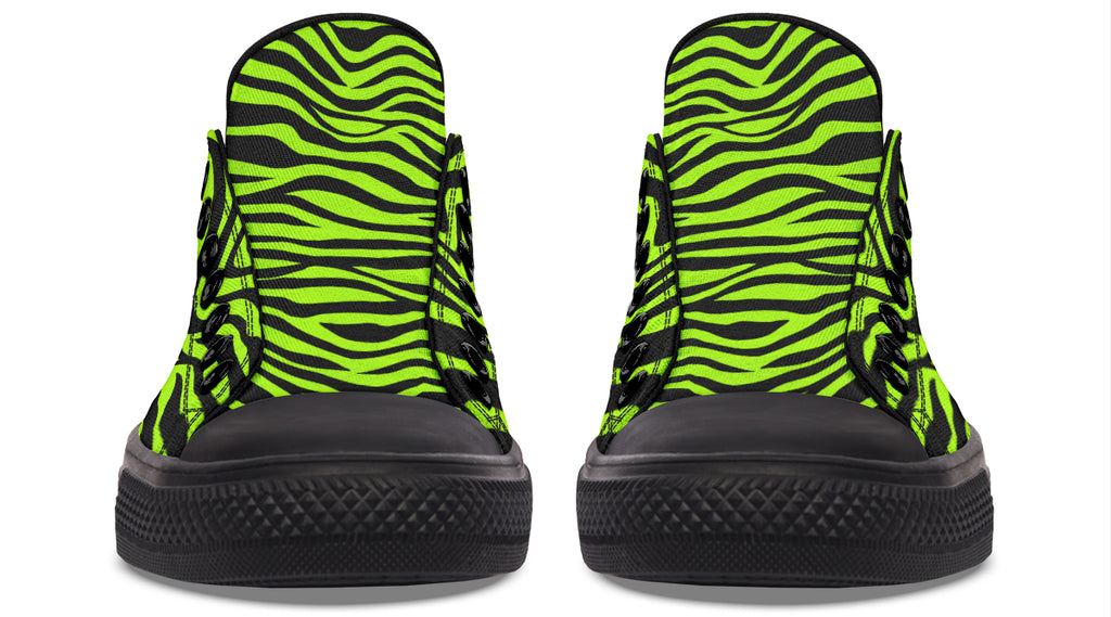Neon Zebra Green Low Tops (Wide)