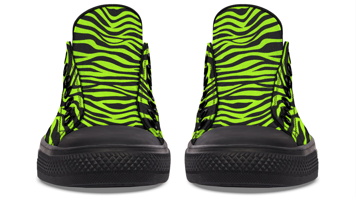Neon Zebra Green Low Tops (Wide)