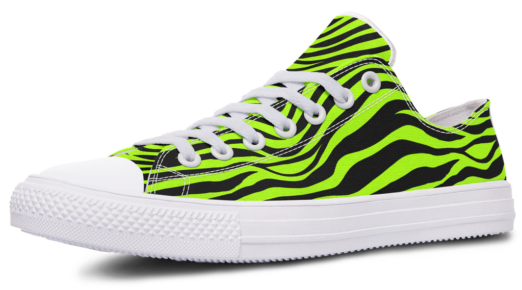 Neon Zebra Green Low Tops (Wide)