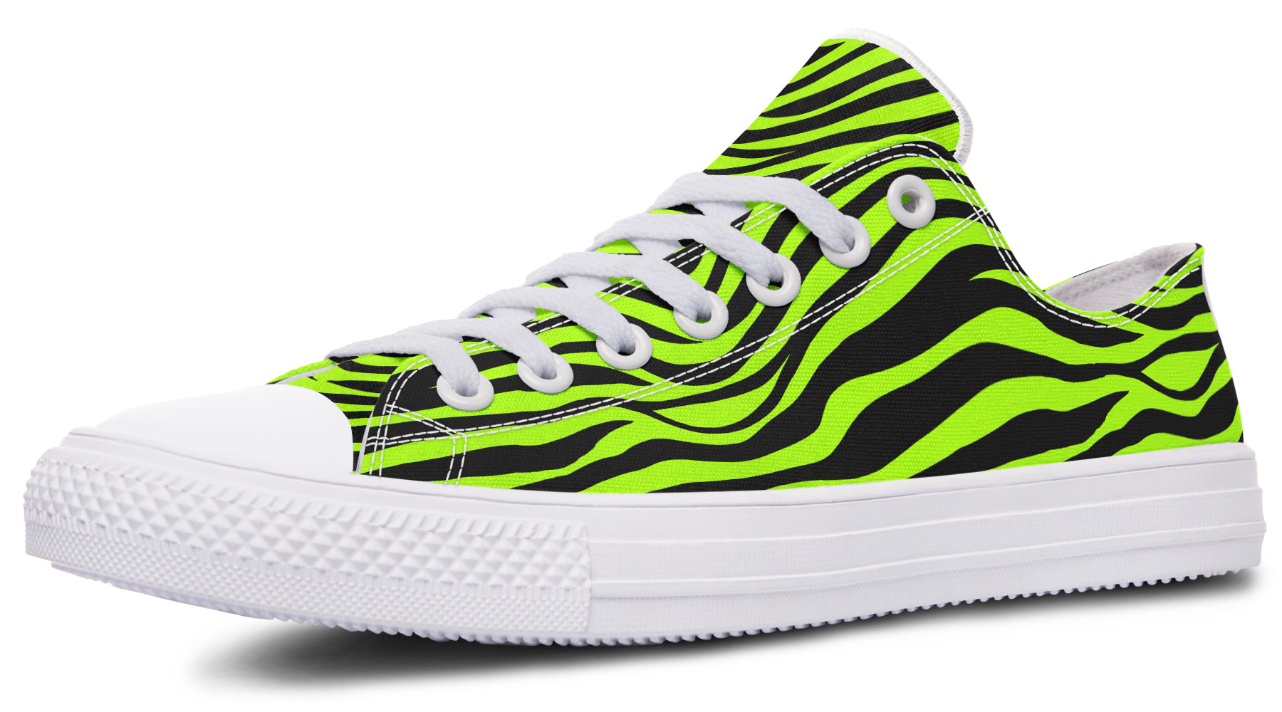 Neon Zebra Green Low Tops (Wide)