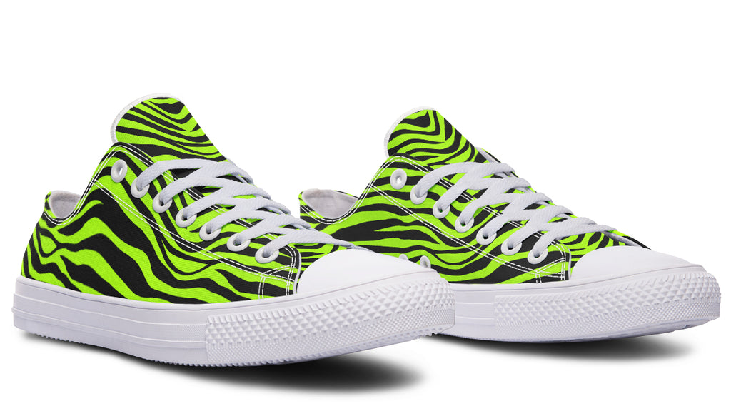 Neon Zebra Green Low Tops (Wide)