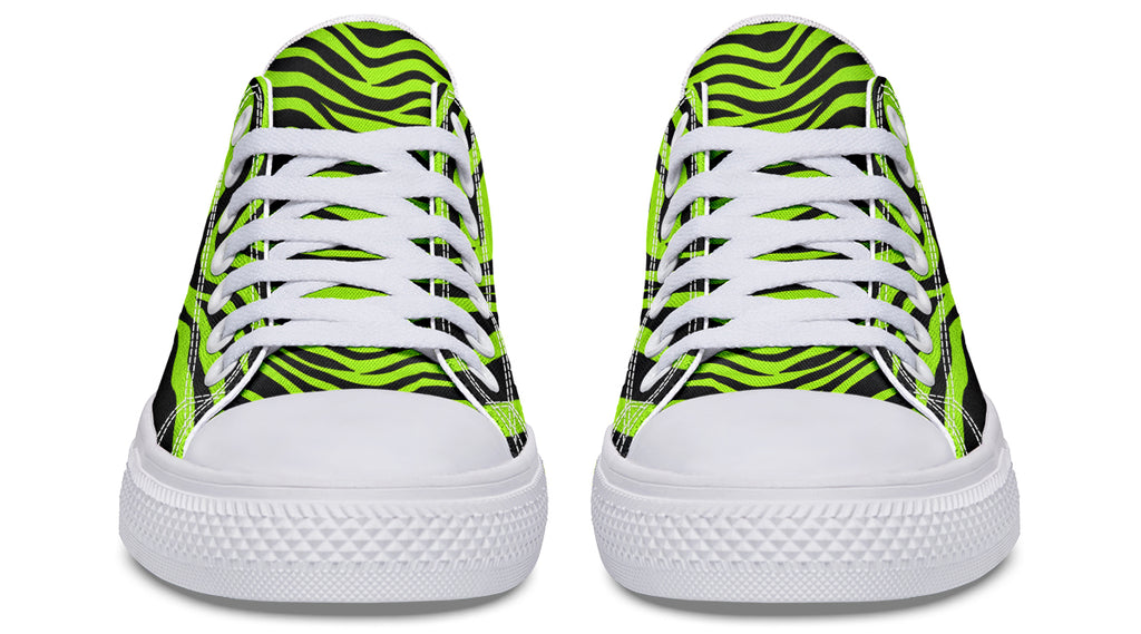Neon Zebra Green Low Tops (Wide)