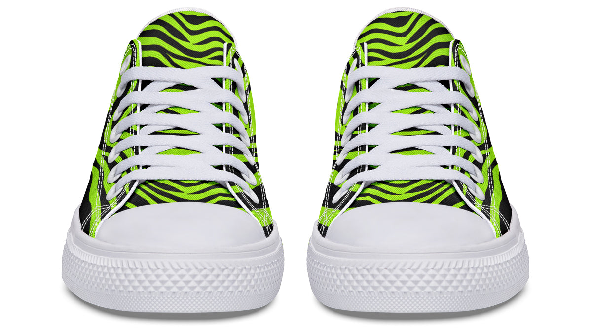 Neon Zebra Green Low Tops (Wide)