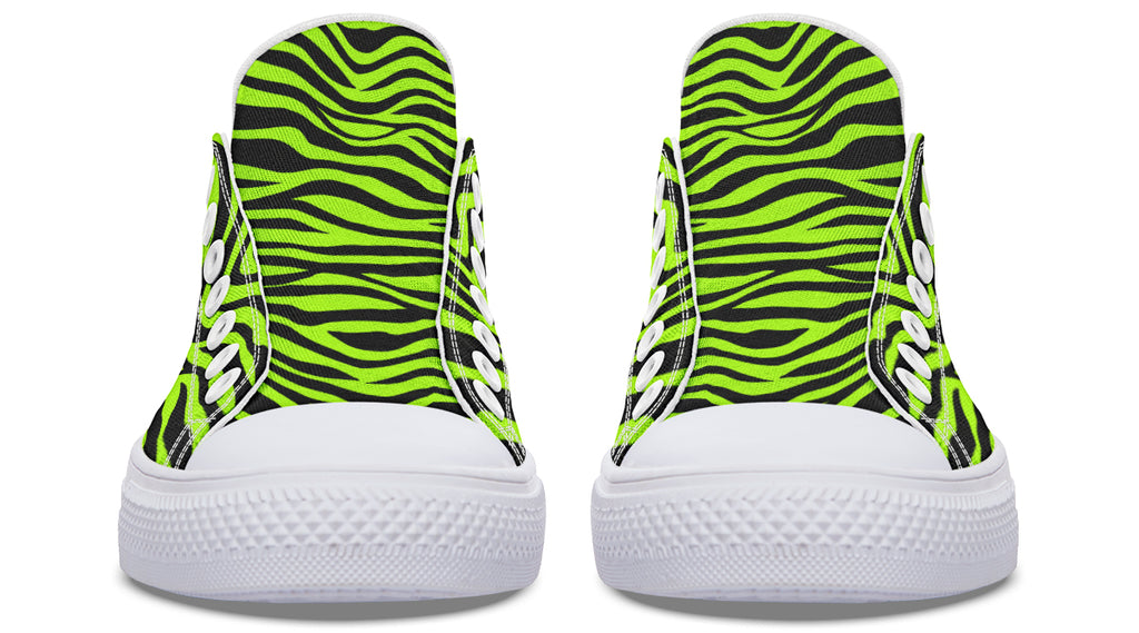 Neon Zebra Green Low Tops (Wide)