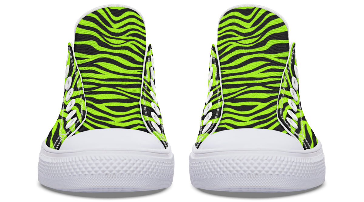 Neon Zebra Green Low Tops (Wide)